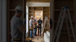 We Built a Hidden Room behind a Bookshelf #trendingshorts #construction #luxuryrealestate