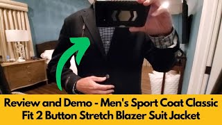 Review and Demo - Men's Sport Coat Classic Fit 2 Button Stretch Blazer Suit Jacket screenshot 4