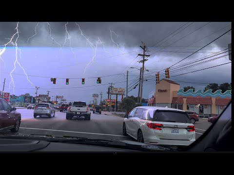 Thunderstorm and lightning strike while driving our F-150 Lightning in Myrtle Beach. #f150lightning