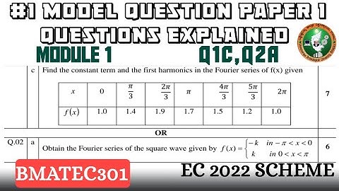 #2 Maths Model Question Paper 1 Q1c,2a Solved and Explained 3rd Sem ECE 2022 Scheme VTU BMATEC301