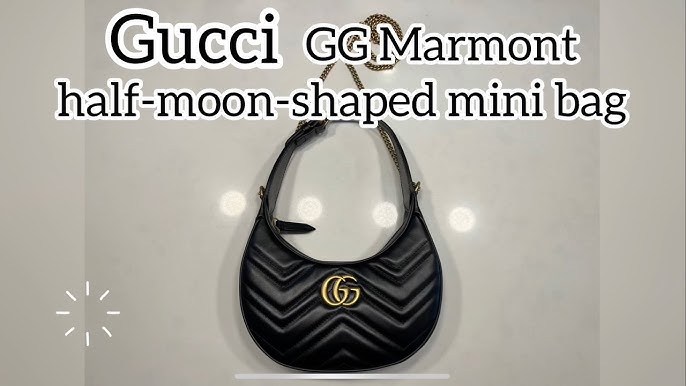 GG half-moon-shaped mini bag in beige and white Supreme