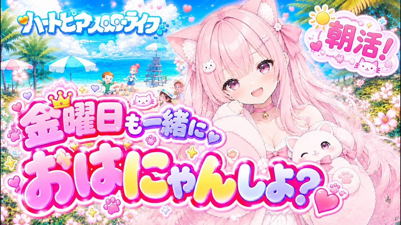 【朝活ハートピア】金曜日の朝、姫とおはにゃんしよ?♡ 一緒にがんばろ~!」【ここめ/新人vtuber 】