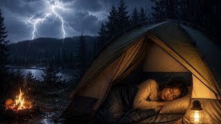 🌧️ Sleep Instantly with Heavy Rain & Thunderstorm in a Cozy Camping Tent ⛺,dark screen.#rain.