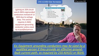 Sizing equipment grounding conductors for voltage drop (and other increases). NEC section 250.122(B)