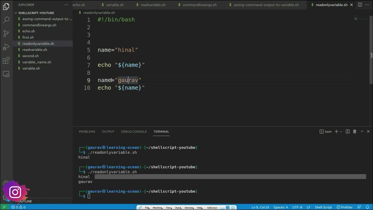Shell Script tutorials - 15 - How to create read only variable in Shell ...