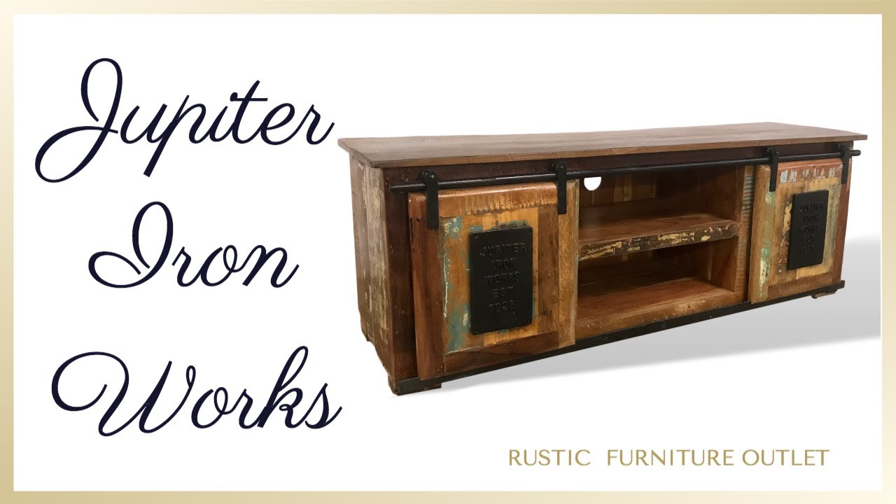 Jupiter Iron works TV Stand Rustic Furniture Outlet YouTube Jupiter Iron works TV Stand Rustic Furniture Outlet YouTube