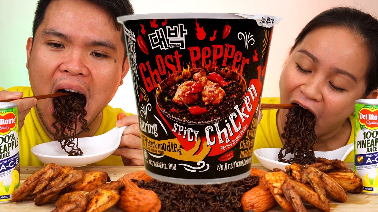 DAEBAK GHOST PEPPER SPICY CHICKEN NOODLE CHALLENGE w/ AIR FRY CHICKEN and HUNGARIAN SAUSAGE Mukbang