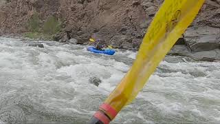 Luke packrafting in Gunny Gorge August 1st, 2021