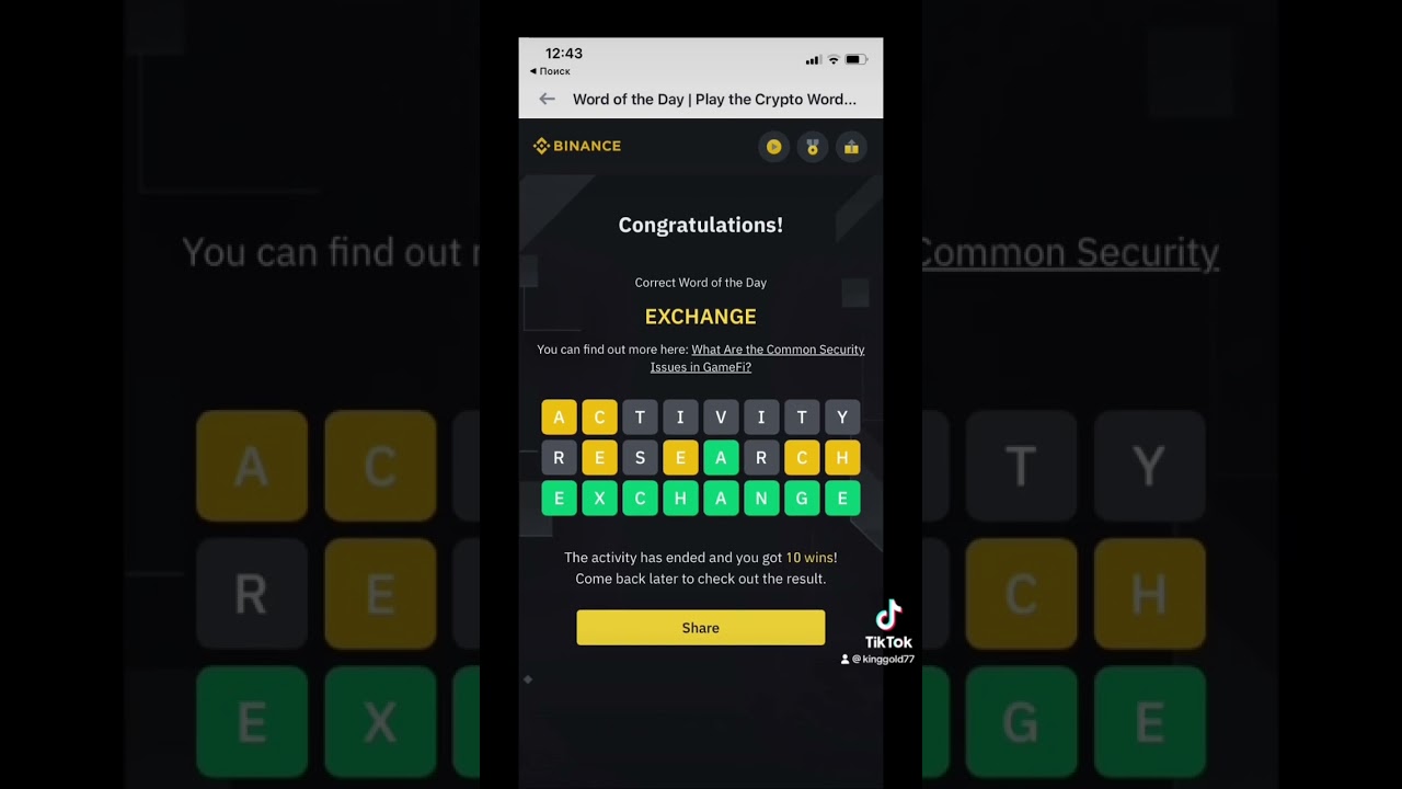 Binance 8 letters word wodl | everyday new word added - YouTube