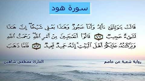 برواية شعبة عن عاصم (ما تيسر من سورة هود) ما جاء عن إبراهيم عليه السلام / القارئ مصطفى شاهين.