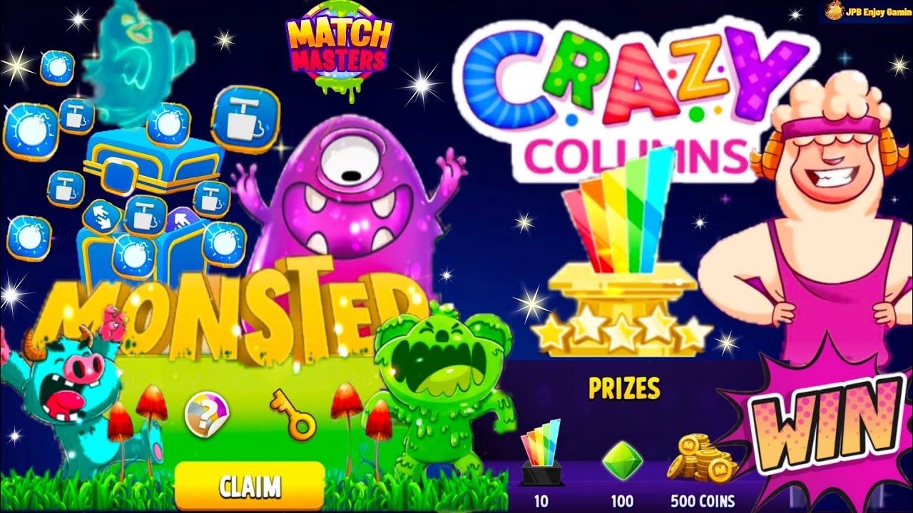 MONSTER free sticker and free Perks, CRAZY COLUMNS free 500 Coins