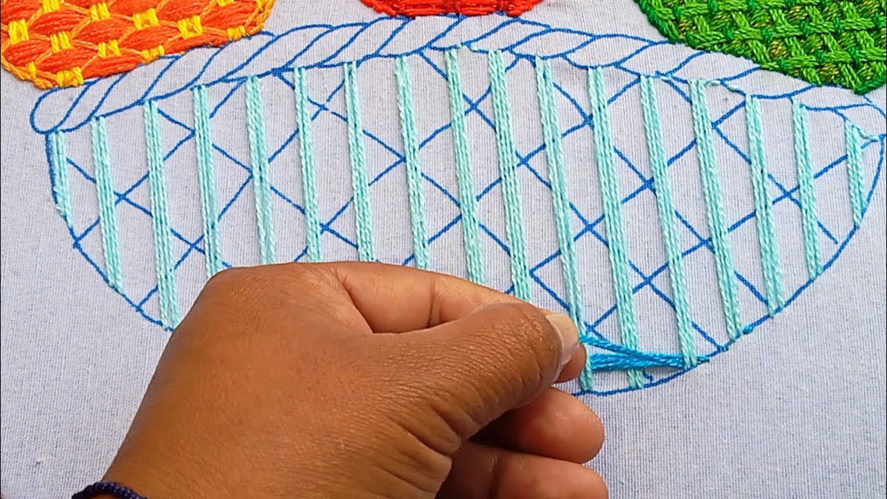 cómo bordar un canasto#29con una bellísima puntada fantasía super fácil ideal para cualquier diseño