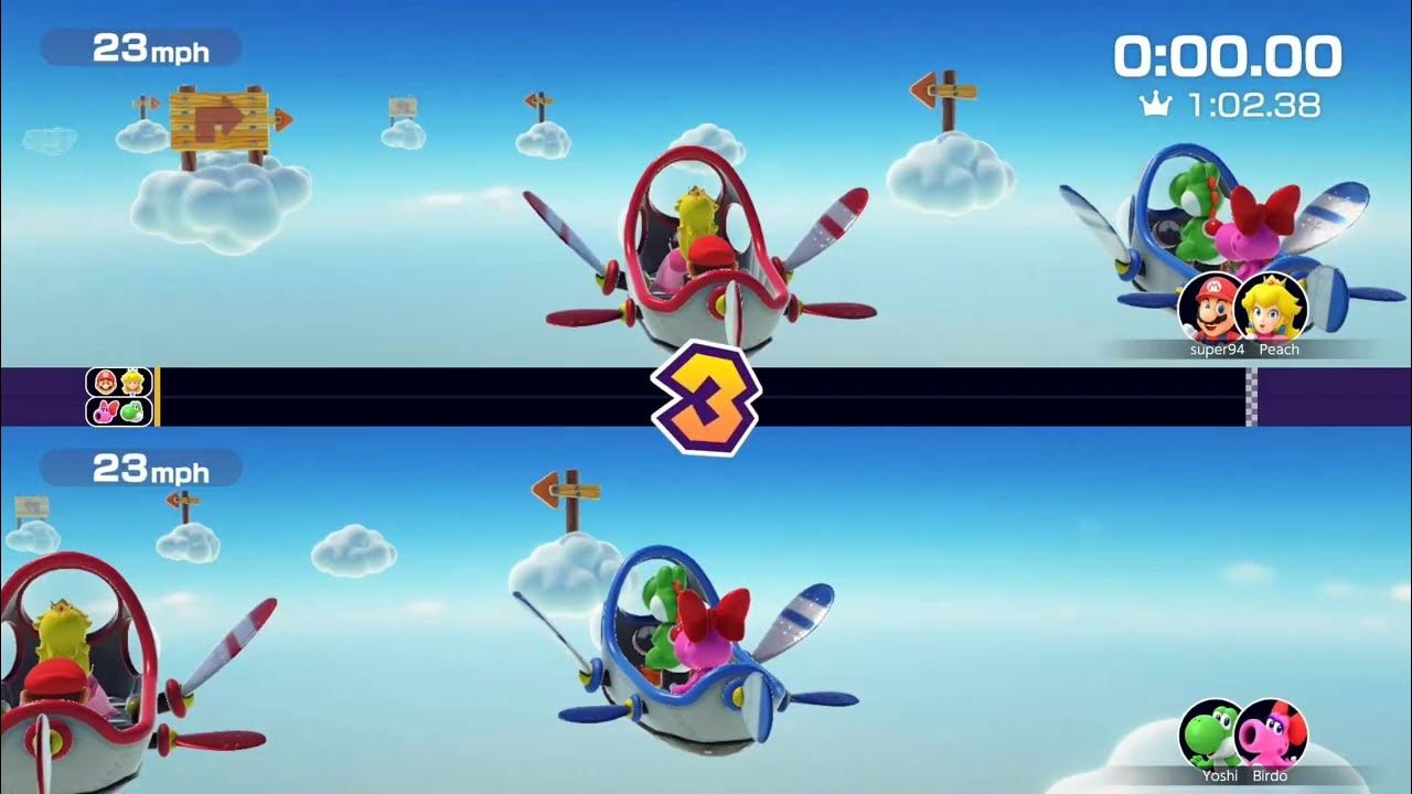 【スーパー マリオパーティ】マリオと美少女ピーチは最初の3ゲームで負けるも、その後の5ゲームで形勢を逆転して勝利。 マリオとピーチがヨッシーと