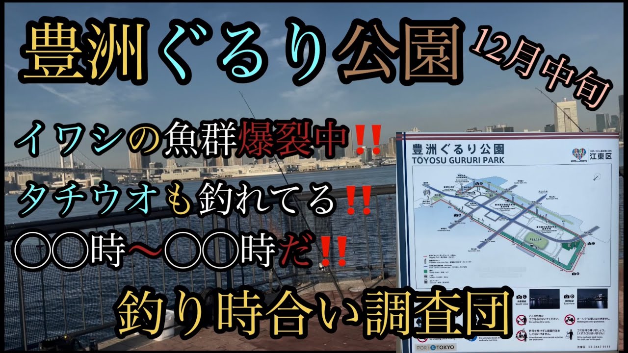 12月の釣り時合い調査団 ここもイワシフィーバー公園だ 豊洲ぐるり公園編 タチウオも釣れてる 時合い 釣り方ガイド Youtube