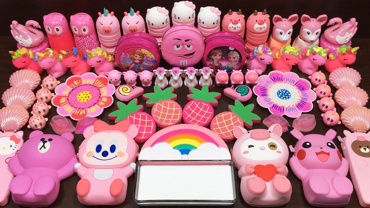 Pink Slime | Mixing Random Things into Glossy Slime | Satisfying Slime Videos #239 Pink Slime | Mixing Random Things into Glossy Slime | Satisfying Slime Videos #239