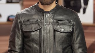 Mens Motorcycle Leather Jacket - Top Performer First MFG Co Black, Medium 