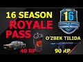 16 SEZON ROYALE PASS TEKIN SKINLAR SOVG'ALAR PUBG MOBILE