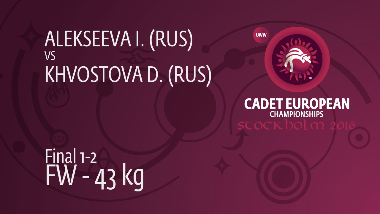 GOLD FW - 43 kg: D. KHVOSTOVA (RUS) df. I. ALEKSEEVA (RUS) by FALL, 6-0