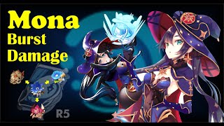 Mona Burst Damage Artefak Hod  Vs  Wanderers  Vs  Gladiator  Genshin Impact