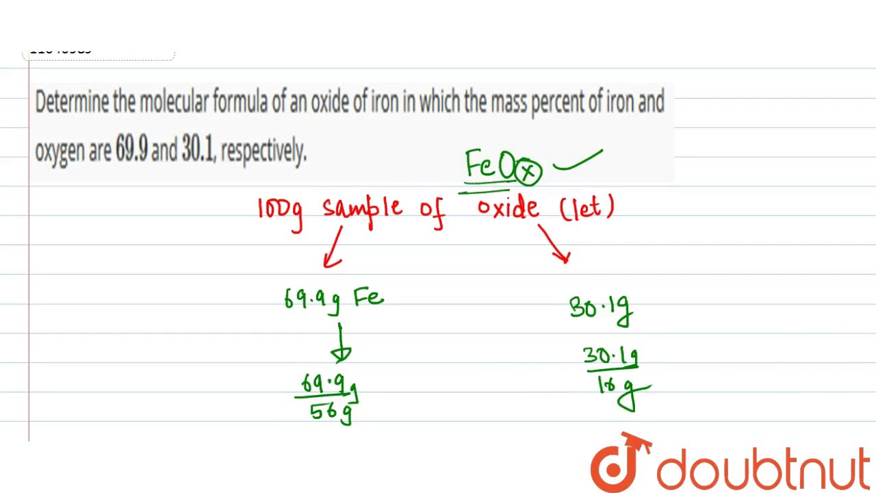 Determine the molecular formula of an oxide of iron in