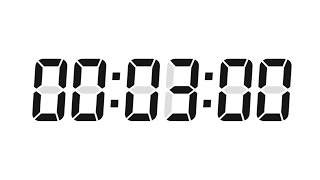 3 Minutes Digital Countdown Timer | White Background | Black Text | No Sounds