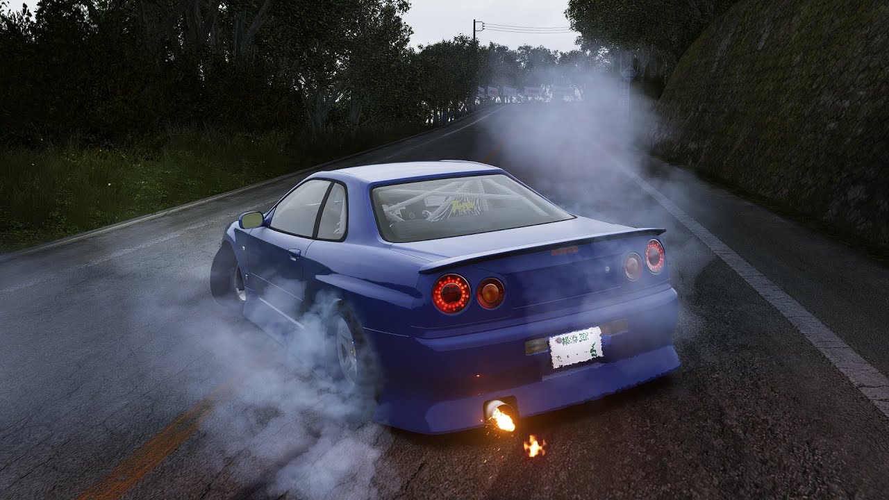 SUBINDO UMA MONTANHA NO DRIFT DE SKYLINE R34 - ASSETTO CORSA - YouTube