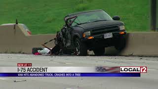Driver seriously injured after hitting abandoned vehicle on I-75