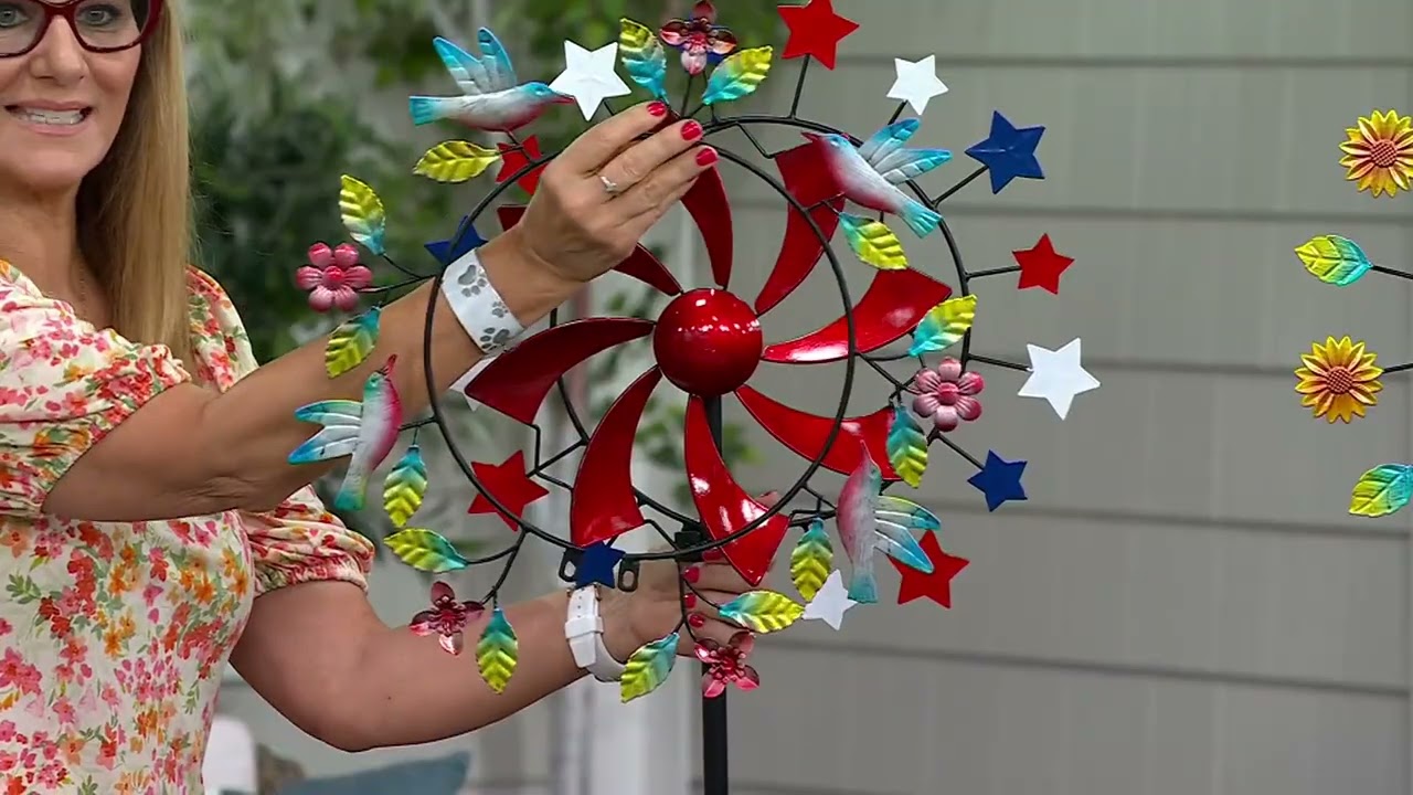 Plow & Hearth Interchangeable Garden Wind Spinner on QVC - YouTube
