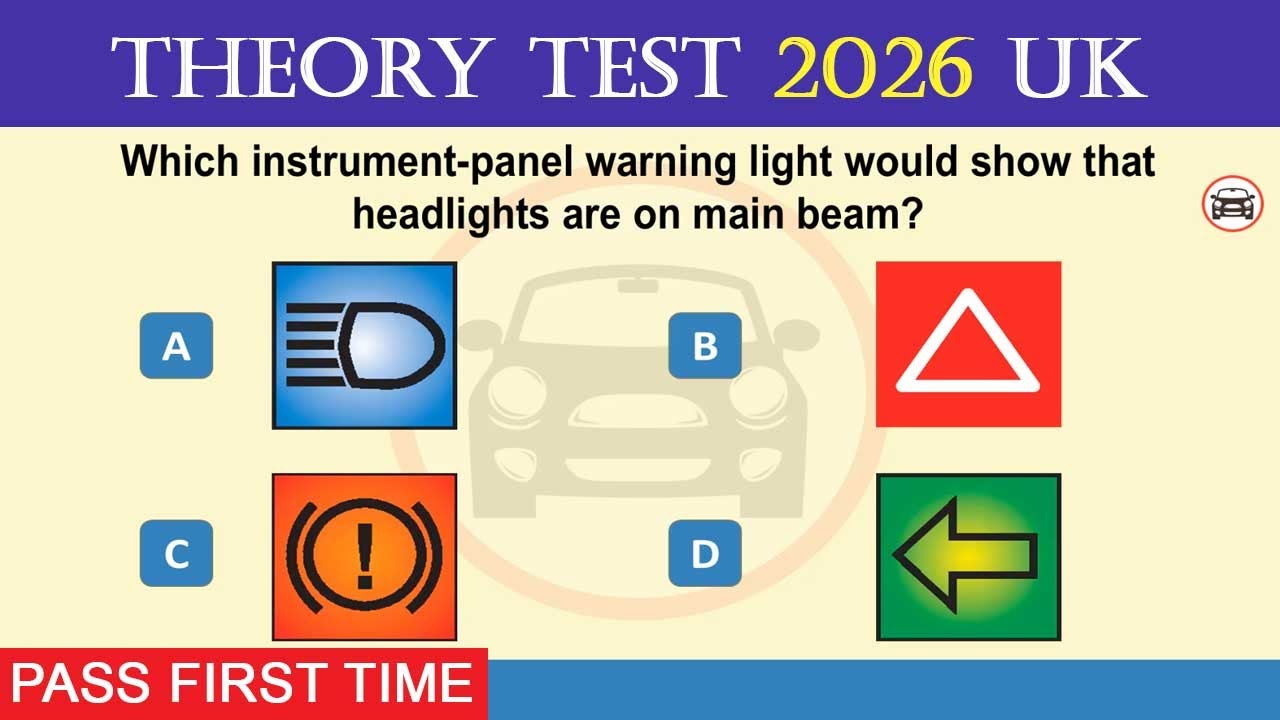 Полный пробный теоретический экзамен 2026 года в Великобритании (50 вопросов) - Правила DVSA