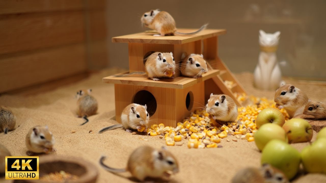 Interactive Cat TV: Mice Hide and Seek Fun! 4k UHD 60fps