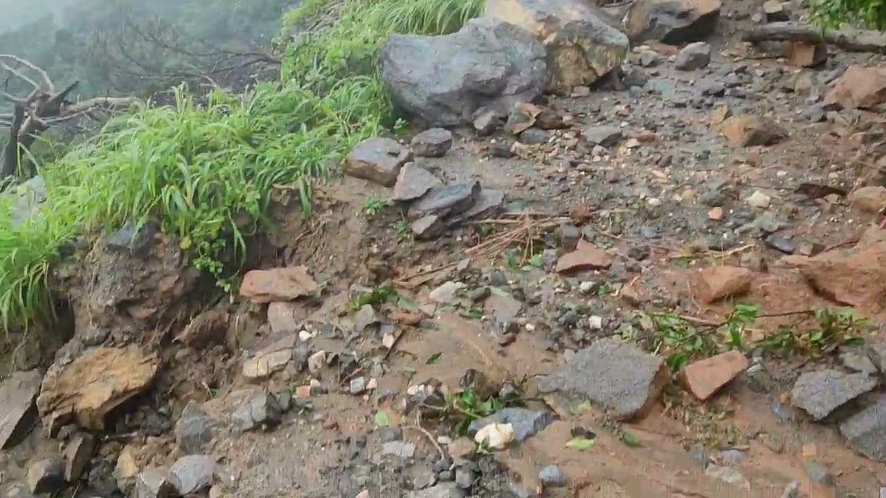 Forest Road Eroded by Landslide - Nature's Fury Unleashed