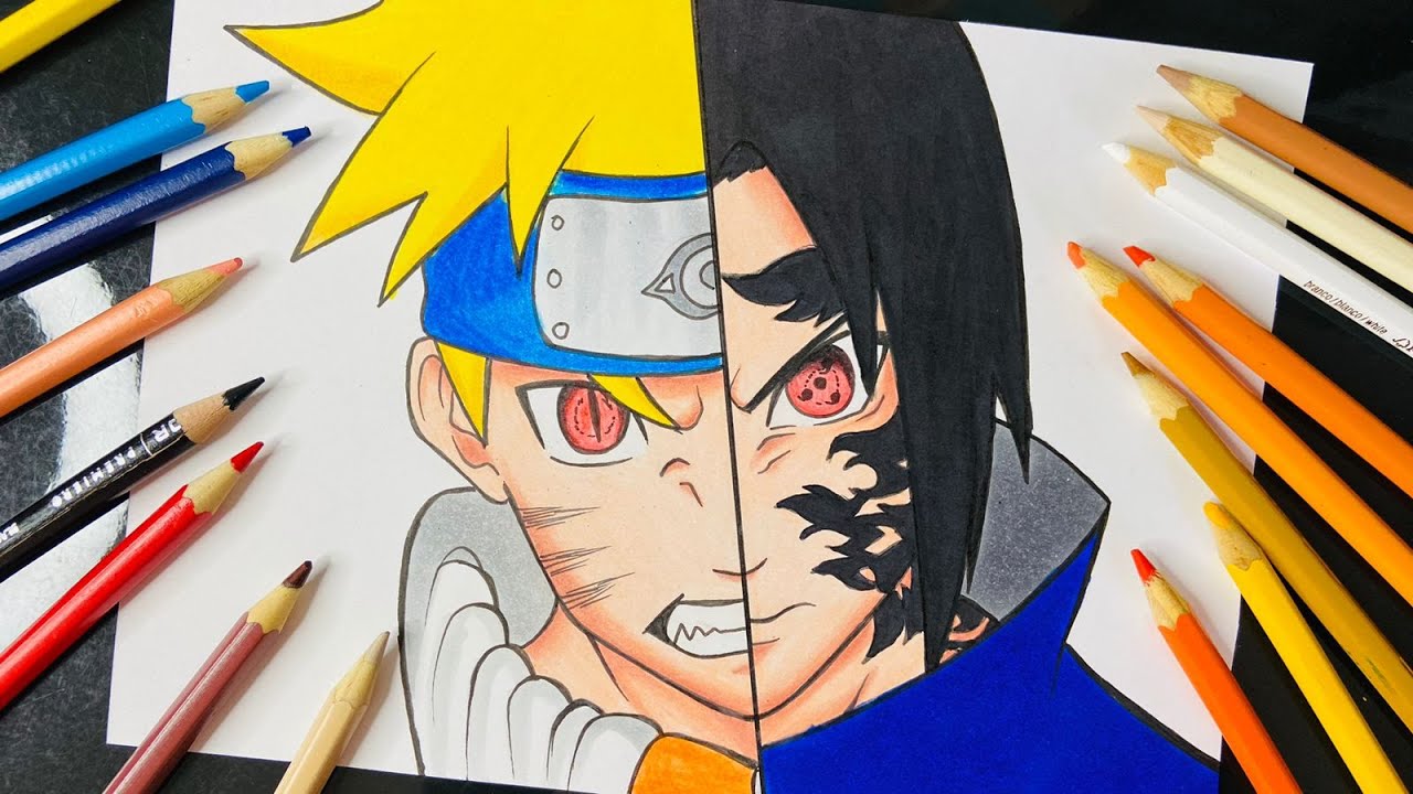 Como Desenhar Naruto / Sasuke - Aprenda ( Passo a Passo) Naruto vs Sasuke 