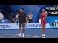 Ana Ivanovic throwing a ball at Novak Djokovic to stop him dancing (Funny)