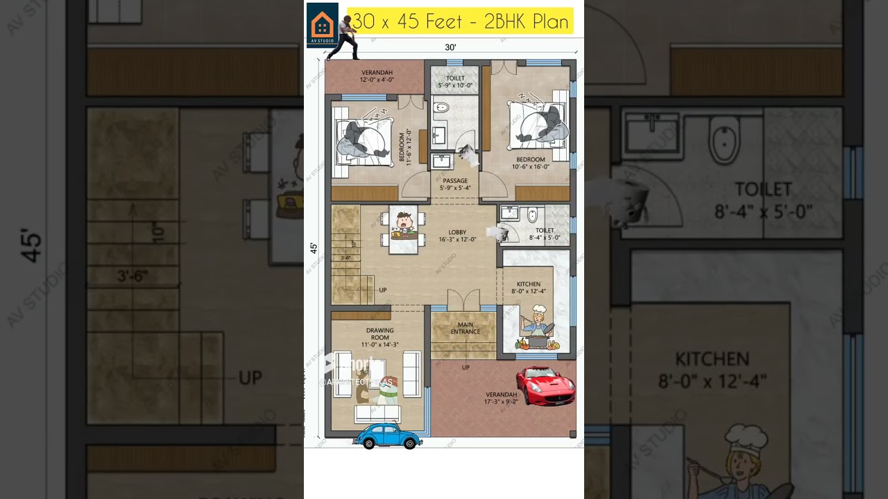 30 by 45 Feet House Plan || 4BHK Duplex House Plan 