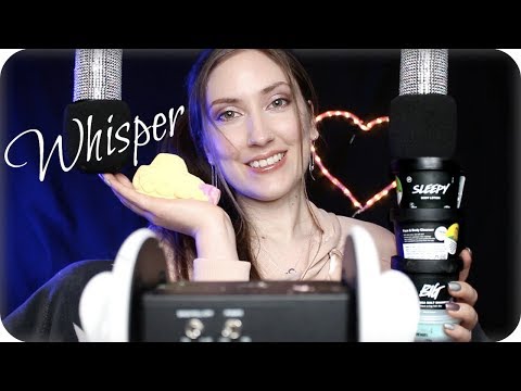 ASMR Lush Whispering w/ Ear to Ear Lid Sounds, Sleepy Lotion, Salt Scrub, Gentle Scratching & Soap ๐
