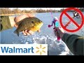 $25 Walmart IMPOSSIBLE ICE FISHING Challenge!! (No Drill Used)