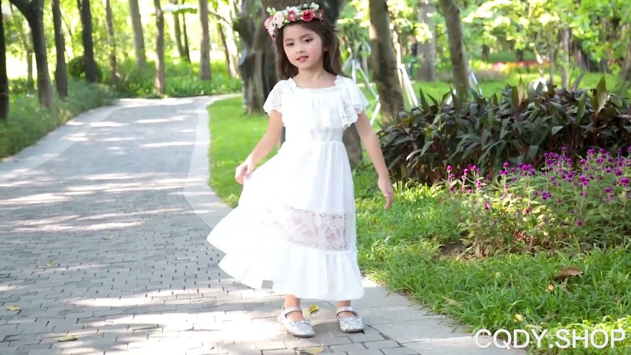 CQDY White Lace Flower Girl Dress Boho Wedding Princess Dresses Toddler Communion Holiday Dress