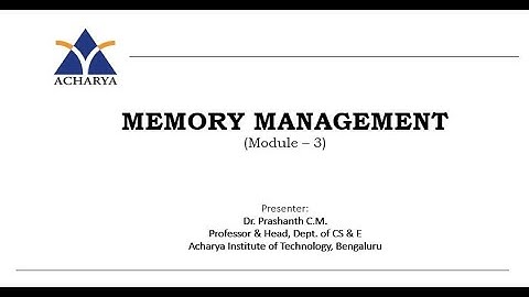 Memory Management  Dr Prashanth CM