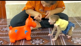 Little Kobie Screaming Loud Very Angry Refuse To Play With Toy Horse Till Mom Come To Comfort ,