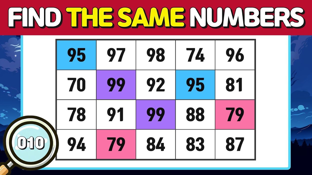 🔎Number Search | Find Duplicate Numbers | find the same letters | brain training | 