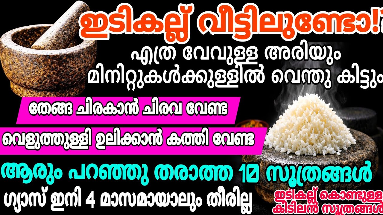 ഇടികല്ല് വീട്ടിൽ ഉണ്ടോ | നിമിഷനേരം കൊണ്ട് ചോറ് വെന്തുകിട്ടും | തേങ്ങ ചിരവാൻ ചിരവ വേണ്ട | Useful Tips