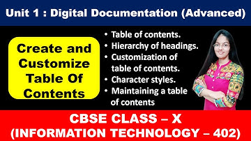 Create and Customize Table of Contents in OpenOffice Writer | Digital Documentation | Class 10 IT