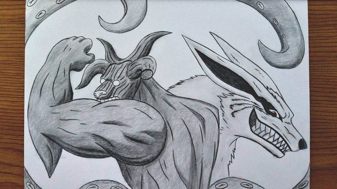How To Draw Gyuki And Kurama || Eight Tails Vs Nine Tails Pencil Drawing