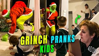 Guy Wearing Grinch Costume Pranks Children