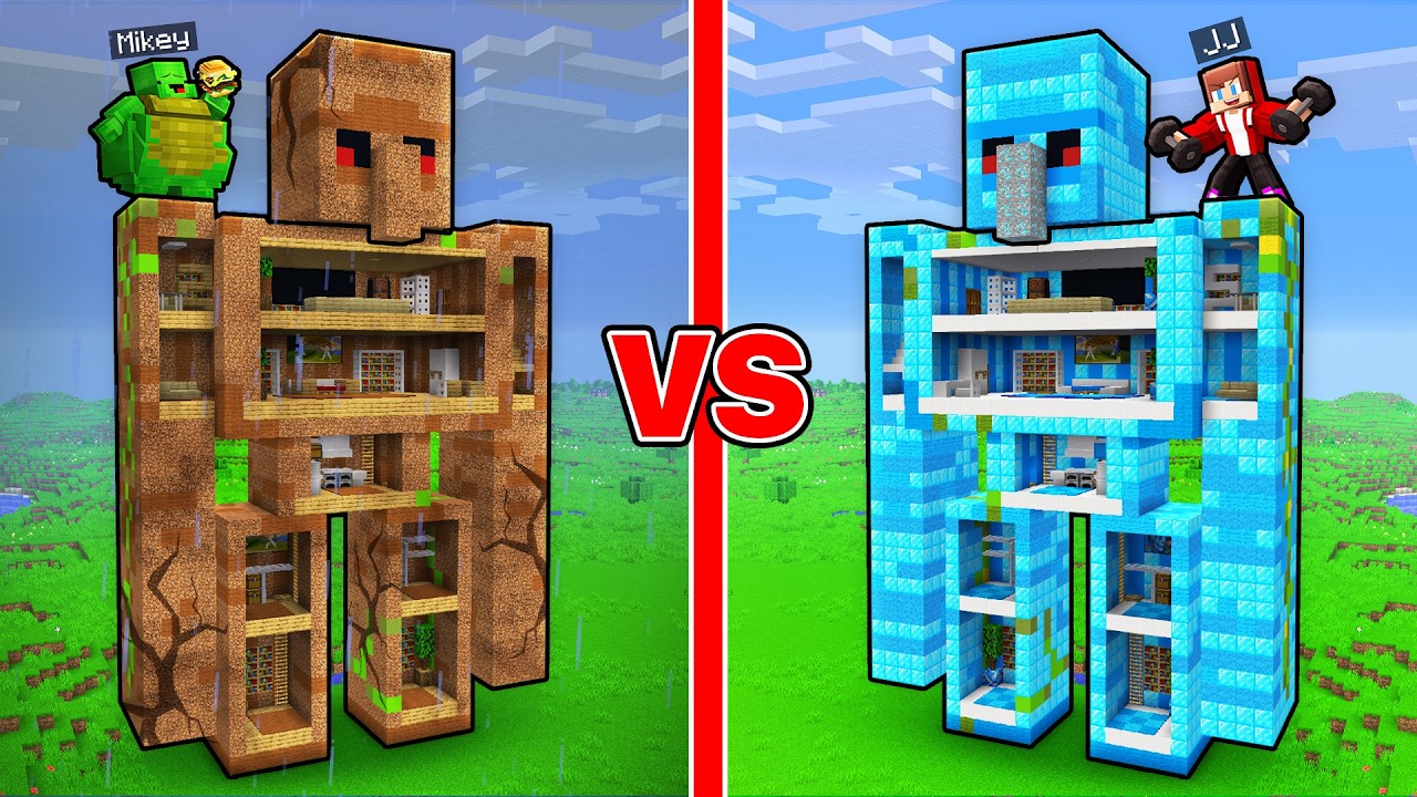 JJ and Mikey: SECRET STATUE BATTLE in Minecraft…