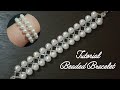 Bugle beads and pearl beads bracelet tutorial/Zarif boru boncuk bileklik yapımı