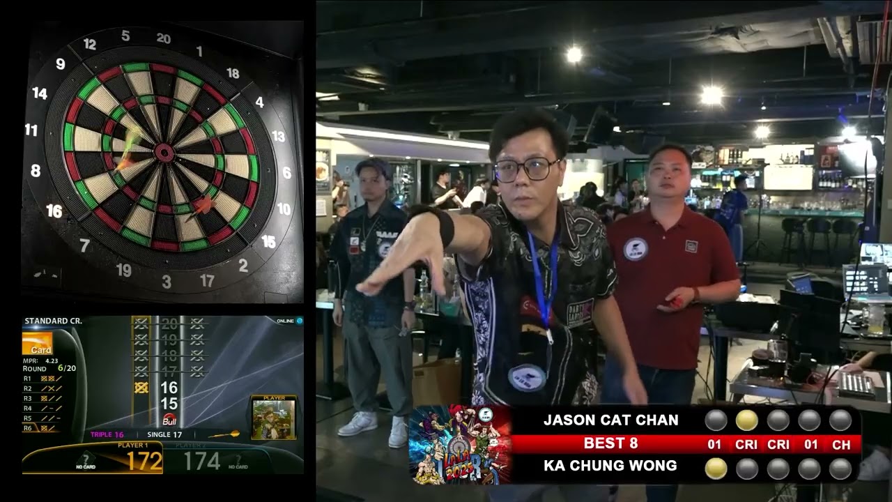 LALA TOUR 2025 STAGE 1 BEST 8 KA CHUNG WONG VS JASON CAT CHAN #lalabar  #lalatour  #飛鏢  #8強對決