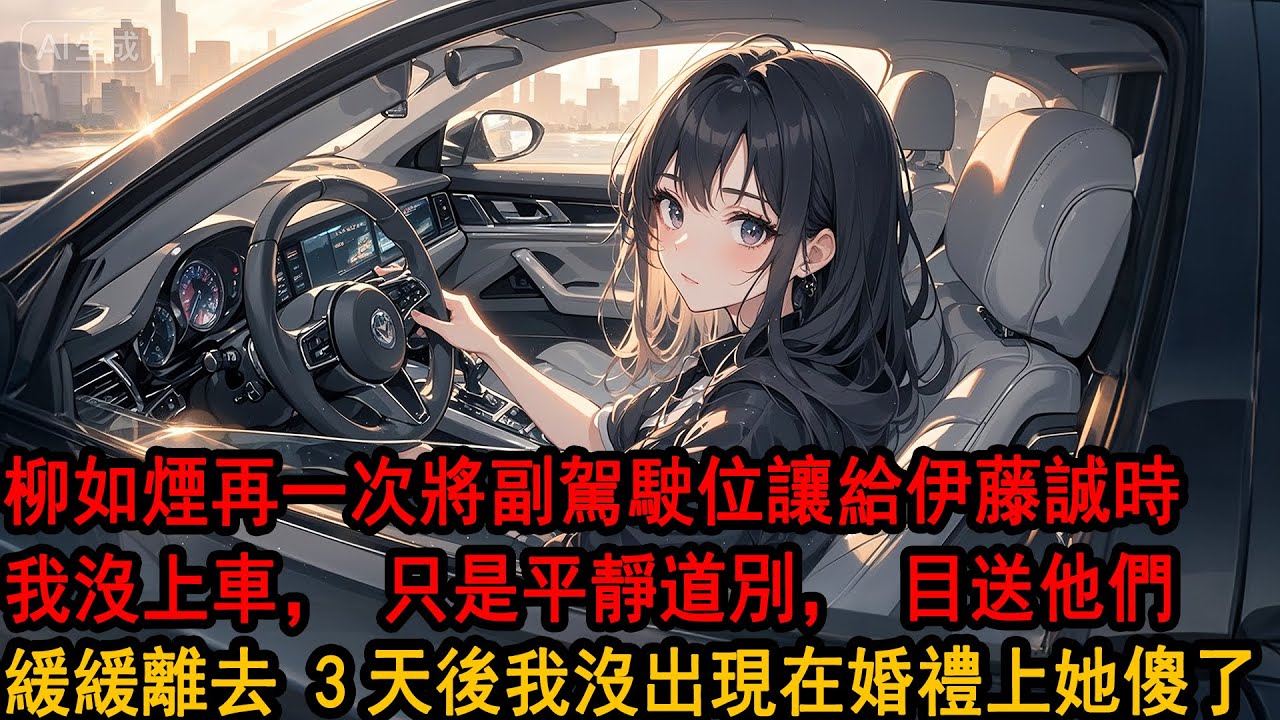 副駕駛車窗降下來那刻，我沒上車，她不耐煩的發動離開，「我答應過阿誠，副駕駛是他專屬位，你還要鬧多少次？」我平靜目送所有人離去，「不會再鬧了，我們結束了。」3天後我沒出現在婚禮上她傻了
