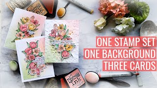 One Stamp, One Background, Threes Cards, Beginner Friendly Copic Coloring: Easter Plans