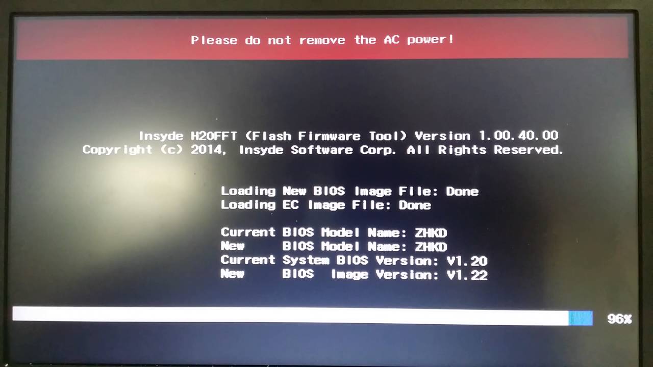 insyde bios update after clean install